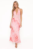 Gwyneth Halterneck Maxi Dress Pink Floral