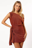 Santiago Off Shoulder Mini Dress Bronze