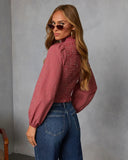 Emberlin Smocked Mock Neck Top
