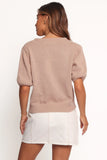 Koskie Tie Knit Top Taupe