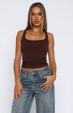 Filled With Life Ribbed Tank Chocolate