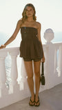 Kamala Strapless Cinch Top and Shorts Set Chocolate