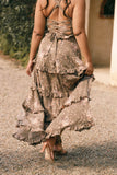 Lillee Tiered Maxi Dress Olive Print