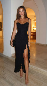 Rosyne Lace Drape Maxi Dress Black