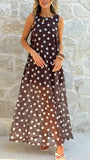 Amryn Maxi Dress Choc White Polka Dot