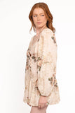 Greta Long Sleeve Romper Beige Floral