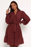 Pierce Long Sleeve Mini Dress Dark Wine