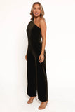 Xita Velvet One Shoulder Jumpsuit Olive