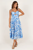 Rose Midi Dress Blue White