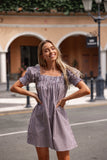 Kennedy Smock Mini Dress Chocolate Gingham