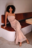 Farley Strapless Maxi Dress Rose Gold Stripe