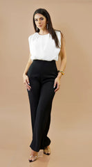 Capri Color Block Jumpsuit White Black