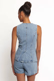 Almana Denim Short Set Medium Blue