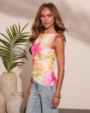 Adilene Floral Asymmetric Hem Top