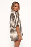 Alden Cotton Knit Set Beige Black Stripe