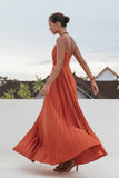 Naira Pleated Maxi Dress Sunset Orange
