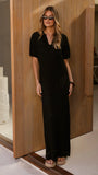 Tiffy Crochet Short Sleeve Maxi Dress Black