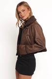 Omi Faux Matte Leather Jacket Brown