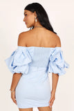 Fern Puff Sleeve Mini Dress Icy Blue