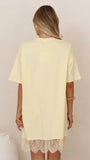 Saya T Shirt Lace Mini Dress Yellow