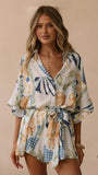Farrah Playsuit Blue Yellow Print