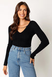 Ace Long Sleeve Knit Bodysuit Black