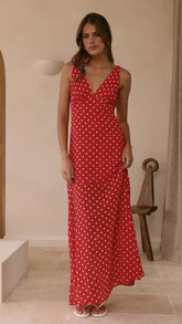 Oriella Maxi Dress Red Polka