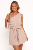 Levana One Shoulder Romper Beige