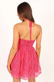 Gracie Halterneck Mini Dress Hot Pink