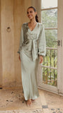 Ivy Long Sleeve Tie Front Maxi Dress Sage