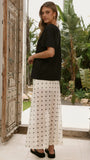 Onella Semi Sheer Maxi Skirt Cream Black Polka Dot
