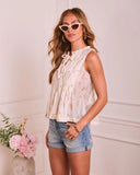 Golden Morning Floral Front Tie Peplum Top