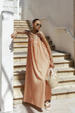 Lumina Maxi Dress Orange Beige Stripe