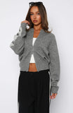 Stripe Me Down Knit Jacket Charcoal Grey