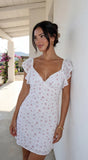Roselette Ditsy Floral Flutter Mini Dress White