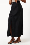 Finley Linen Midi Skirt Black