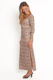 Gisella Long Sleeve Midi Brown Floral