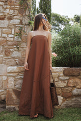 Como Strapless Maxi Dress Brown