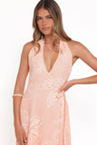 Sierra Wrap Midi Dress Peach Floral