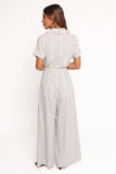 Daila Tie Waist Jumpsuit White Black