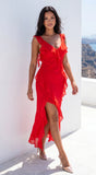 Ismeria Ruffle Maxi Dress Red