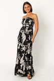 Angelique Strapless Maxi Dress Black Floral