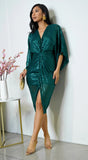 Maryla Front Twist Sequin Midi Dress Green