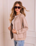 Gentle Rise Faux Suede Bomber Jacket