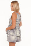 Rory Top Slate Blue Gingham