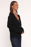 Jett Large Button Cardigan Black