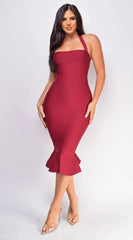 Kayden Burgundy Red Mermaid Bandage Dress