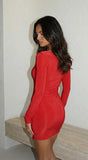 Aloria Square Neck Draped Mini Dress Red