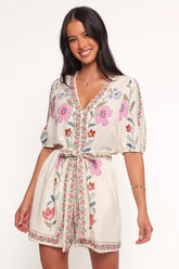 Ginger Tie Waist Romper Pink Multi