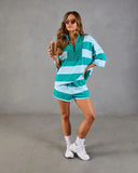 Cool Poise Striped Quarter Zip Terry Top